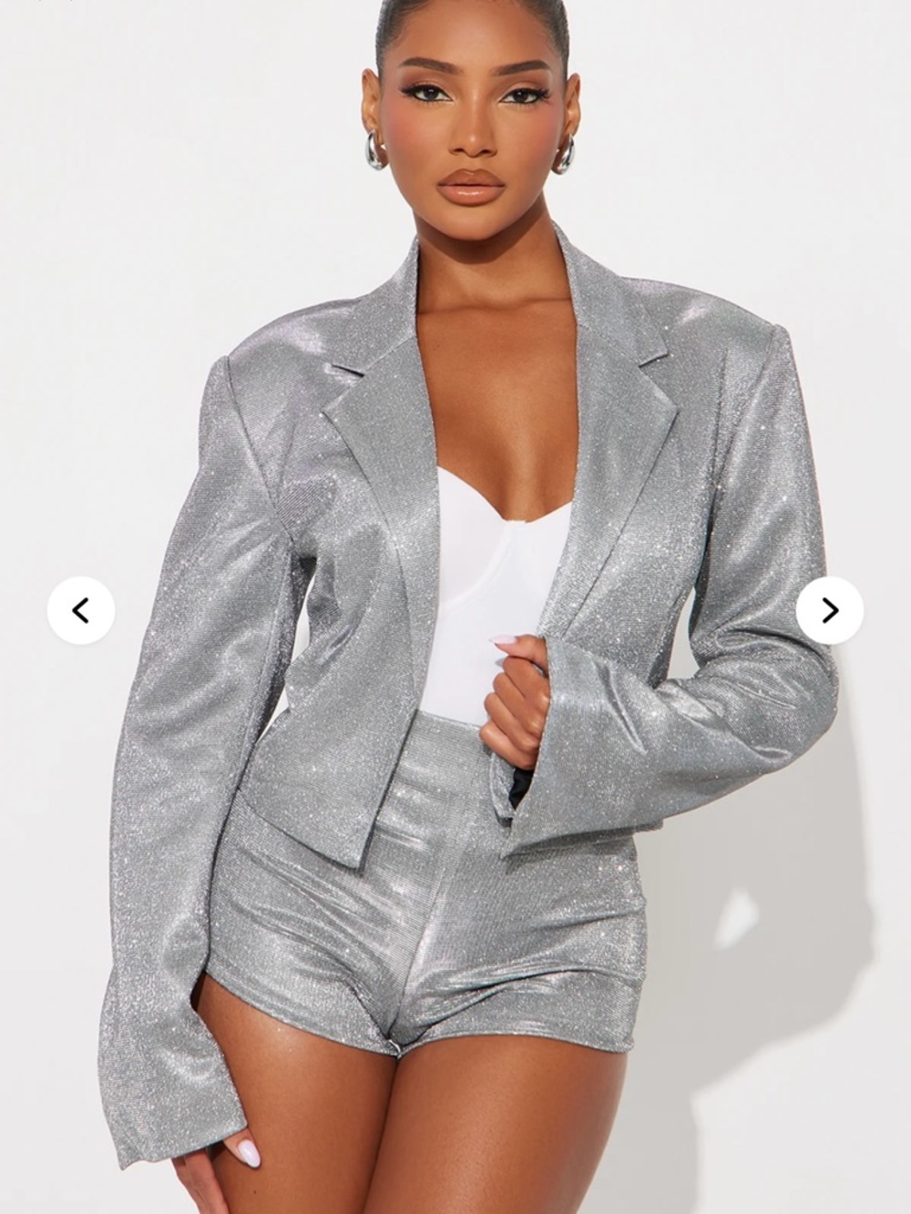 Metallic Silver Shorts - Women's Shimmer Shorts